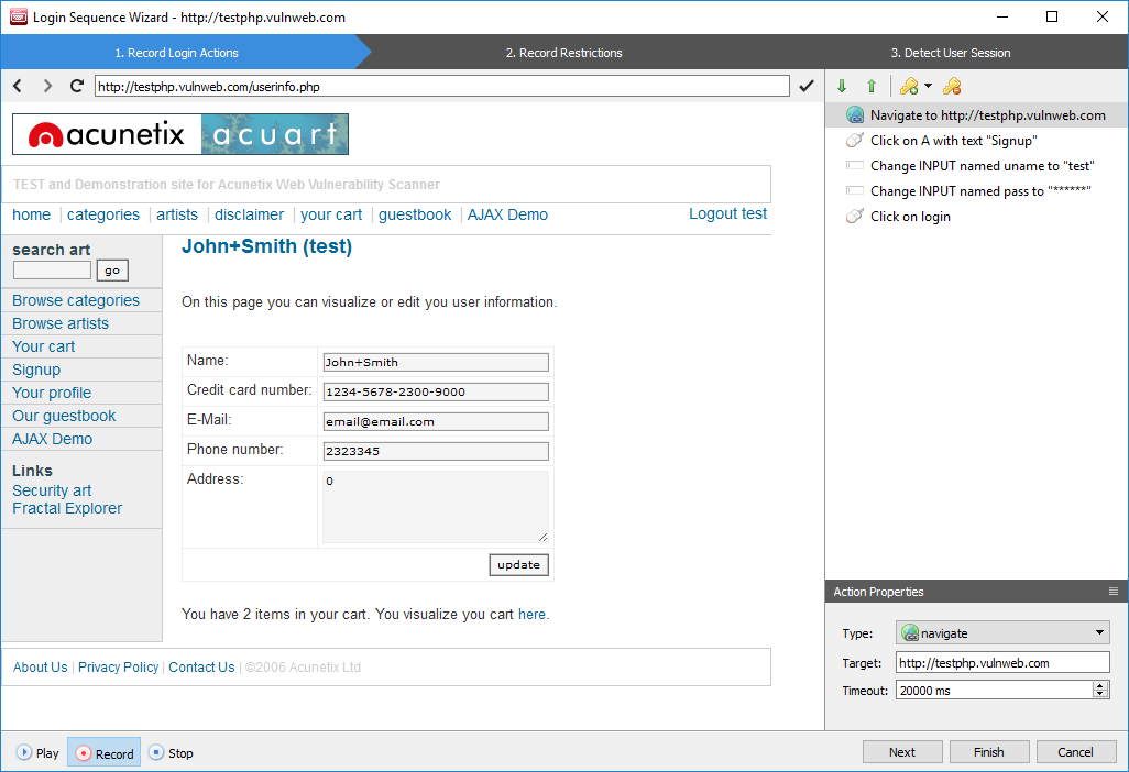 Acunetix Login Sequence Recorder