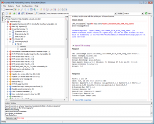 Acunetix WVS website security scan results