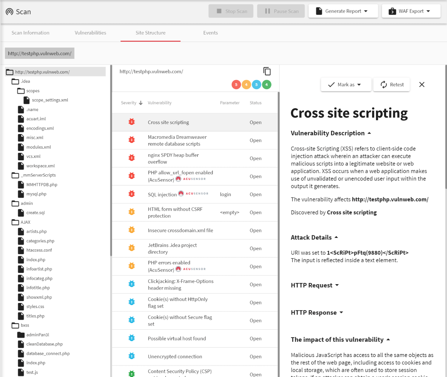 Acunetix web vulnerability scanner