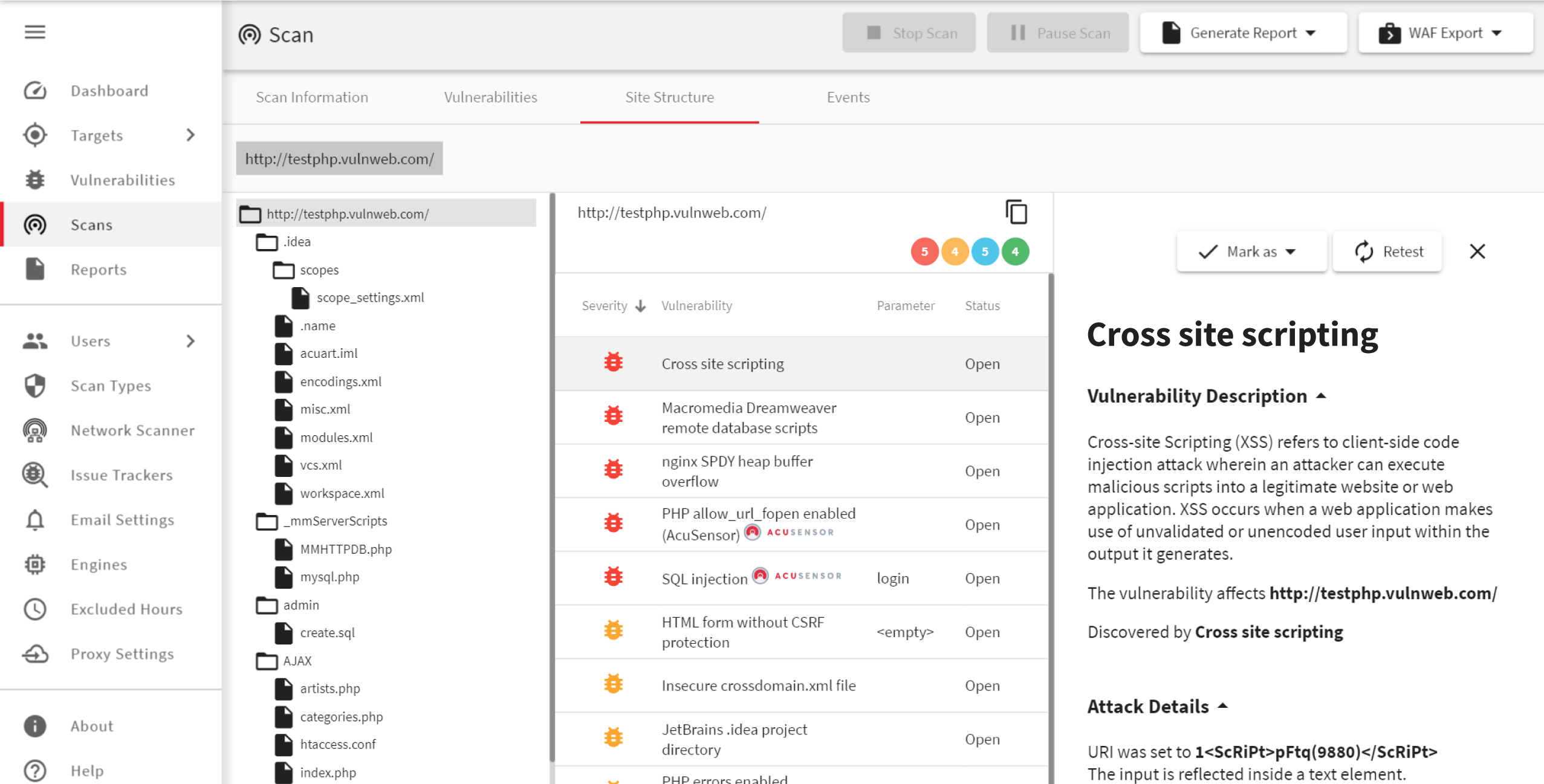 Acunetix web vulnerability scanner